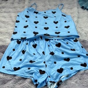 Charming Blue and Black Heart Pajama Set